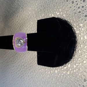 Adjustable enamel/CZ heart ring